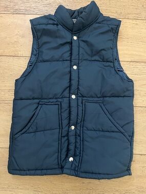 Vintage Men’s Champion Navy Quilted Puffer Vest Snap Button small